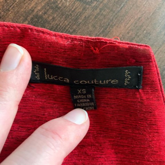 Lucca Couture Holiday Metallic Red Festive Party Mini Dress - Picture 11 of 12